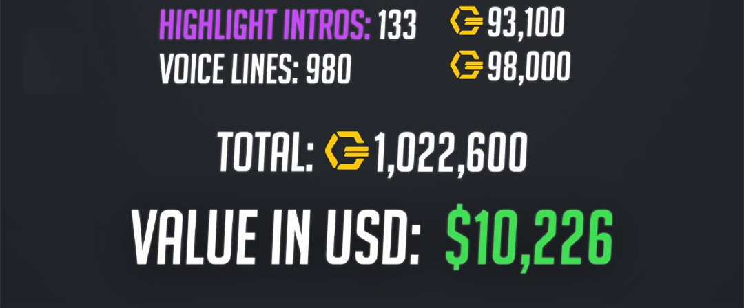 守望先锋全皮肤在归来中价值7万2