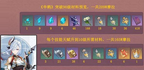 原神申鹤升级素材一览1